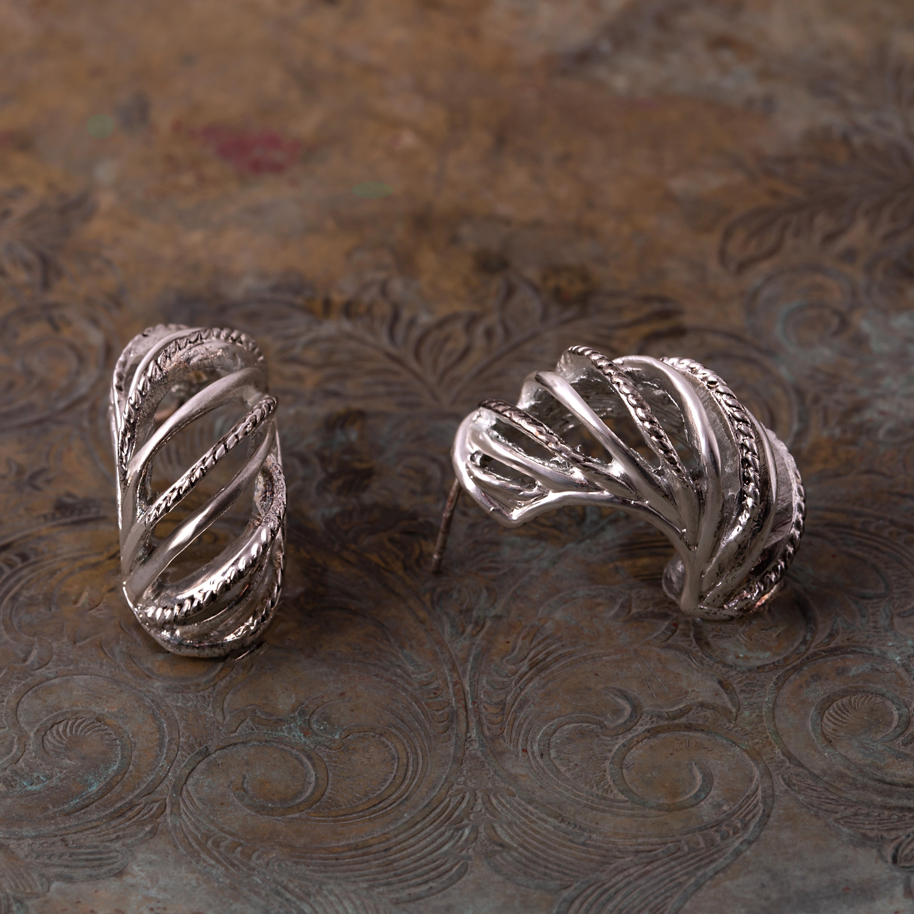 Vintage Earrings Signed Oscar De La Renta Large Antique