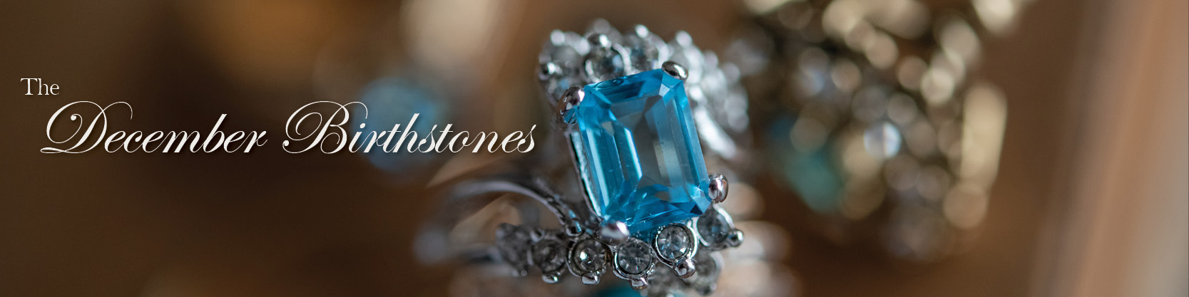 December birthstone vintage turquoise, blue zircon, blue topaz, and tanzanite rings - cubic zirconia - clear Swarovski crystals