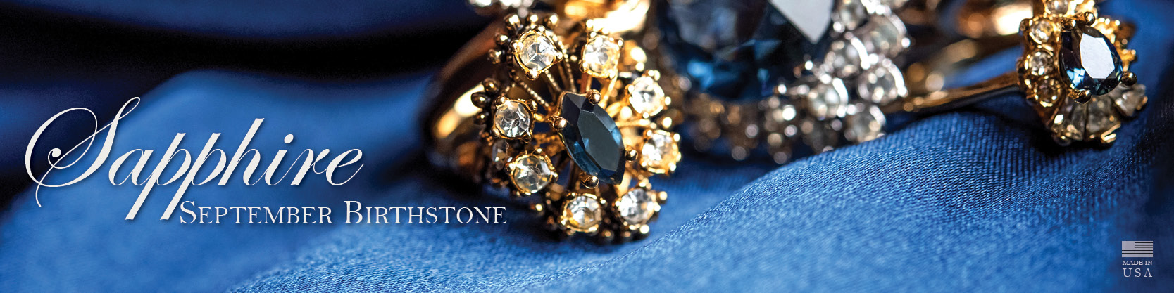 September birthstone vintage sapphire ring - cubic zirconia - clear Swarovski crystals