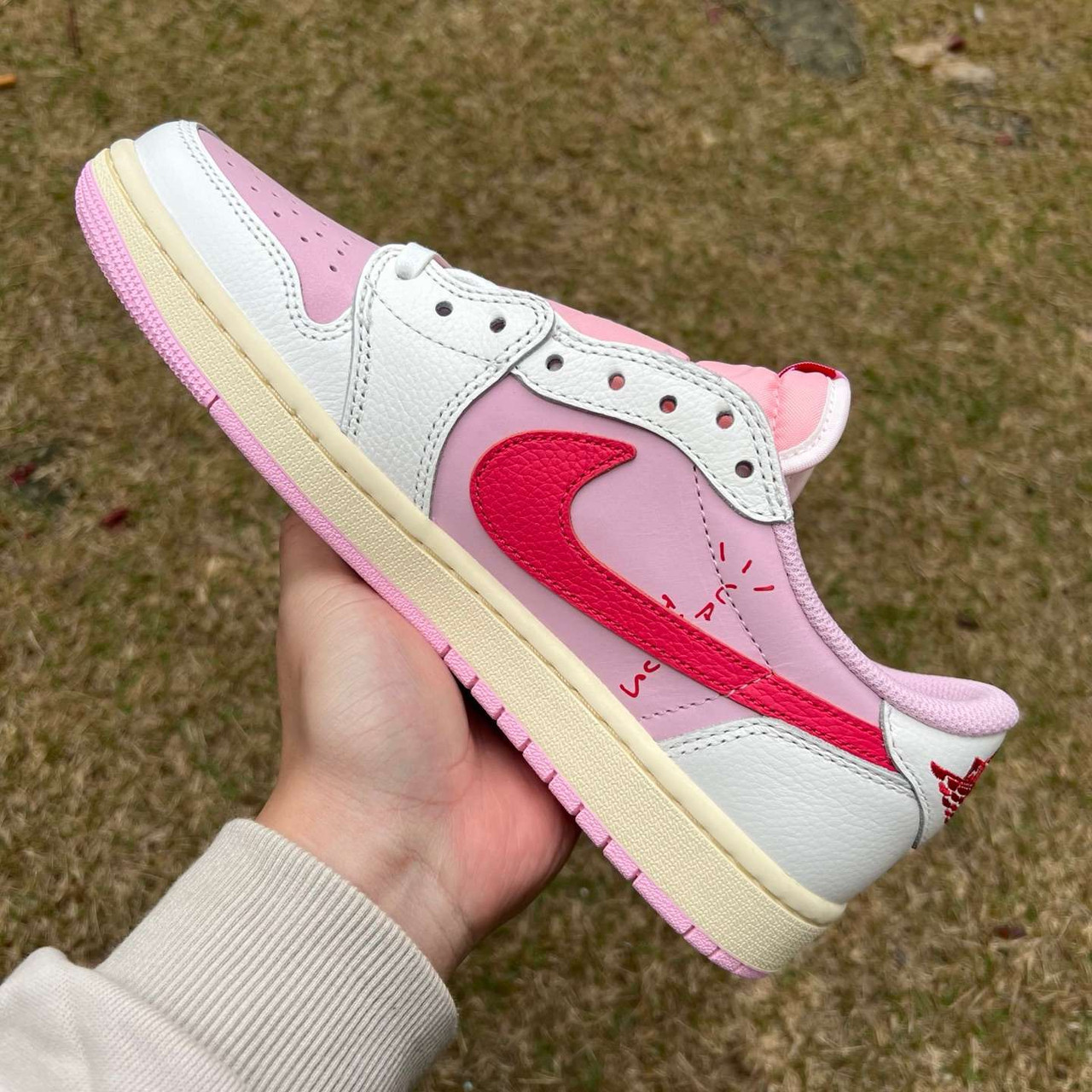 12 Pair - Jordan 1 Retro Low OG SP Travis Scott Sail Tropical Pink