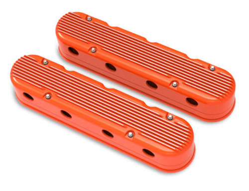 Holley 2-Piece Finned Valve Cover - Gen III/IV LS - Factory Orange Machined (HOL-1241-183)