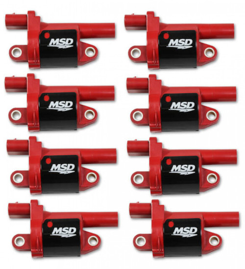 MSD Ignition Coil - GM Gen V Blaster Series - Gen V Direct Injected Engine - Red - 8-Pack - Round (MSD-282688)