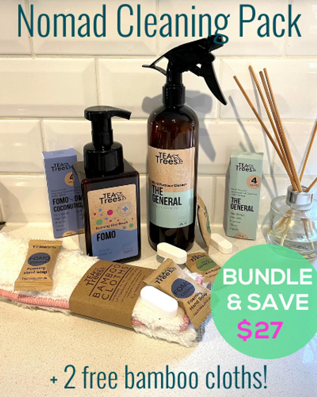 Nomad Cleaning Pack - 2 bottles, 8 tablets plus 2 free bamboo cloths!