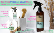 How do Tea Trees prices compare to other supermarket and eco cleaner options?