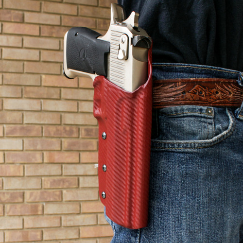 Desert Eagle Mark XIX L6 Red Demon OWB Outside The Waistband Belt Mount Kydex Carbon Fiber Competition Holster