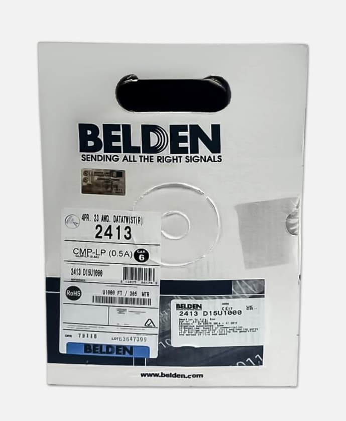 Cat6 Plenum Solid Copper 23 AWG USA Made 1000ft Ethernet Cable Belden 2413