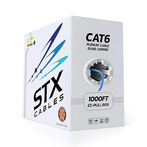 CAT6 CMP Bare Copper Solid Plenum 1000ft 550Mhz 23AWG Network Blue Cable CAT6 CMP Bare Copper Solid Plenum 1000ft 550Mhz 23AWG Network Blue Cable