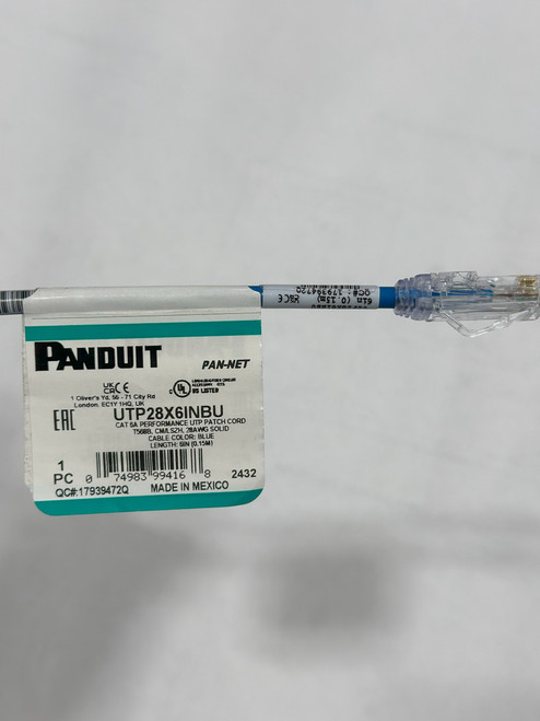 Patch Cord Blue Panduit  Category 6A 0.5ft/6inch TX6A