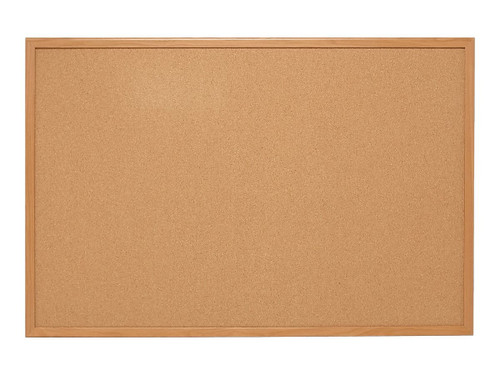 Staples Standard Durable Cork Bulletin Board, Oak Frame, 2'W x 1.5'H (28669-CC)