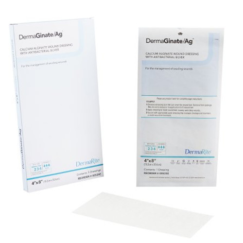 Silver Alginate Dressing DermaGinate/ Ag™ 4 X 8 Inch Rectangle Sterile