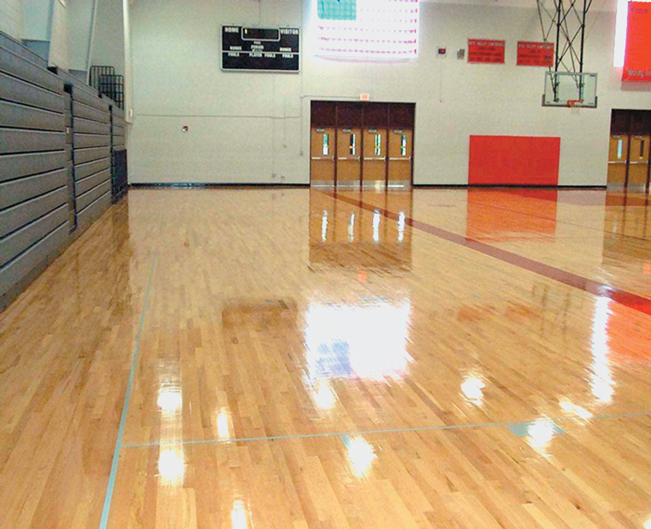 This gym floor is not only protected with Durability+ but has a gorgeous gloss as well.