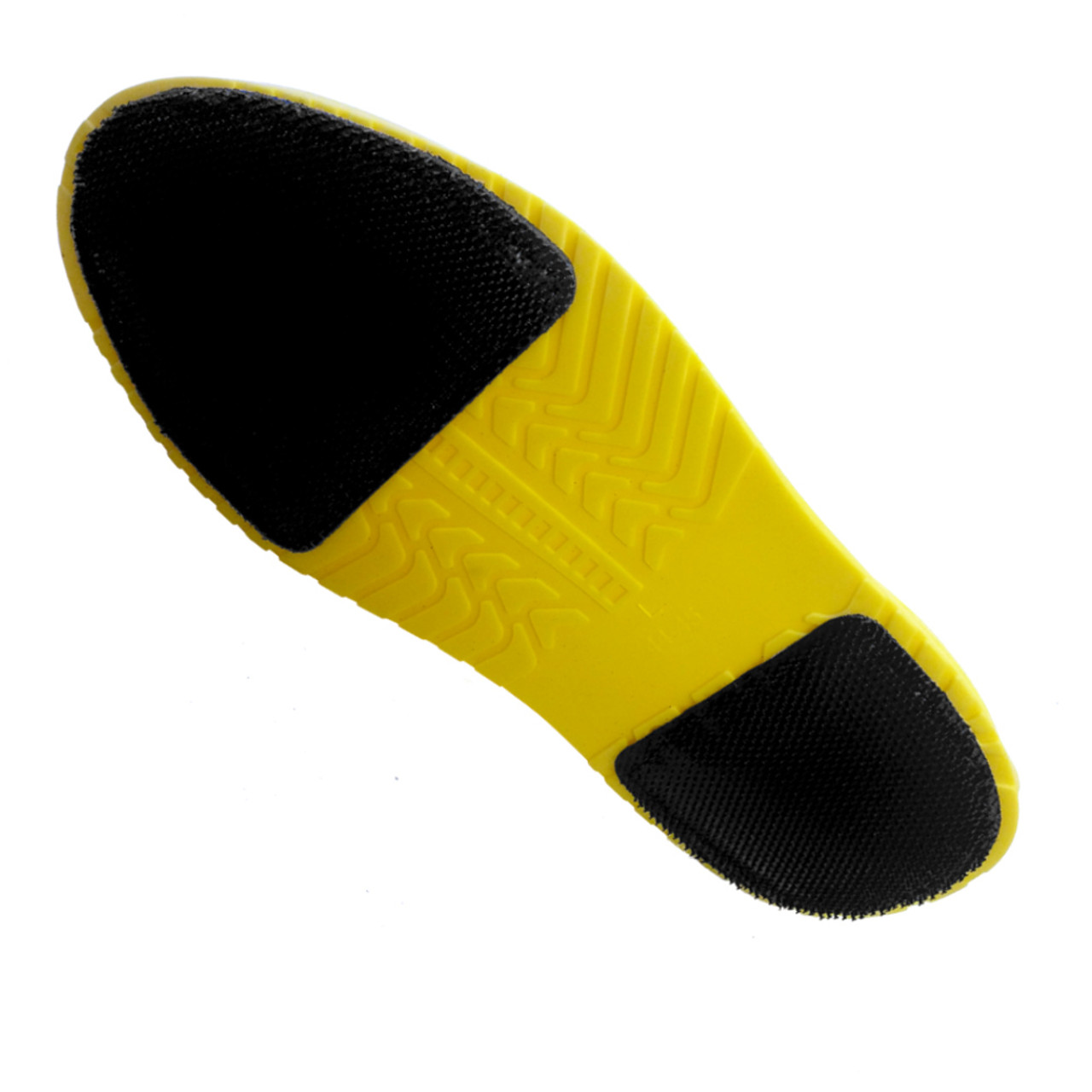 Velcro pads on bottom of shoe covers hold soles securely in place. Pads are sewn on so they will not come off.