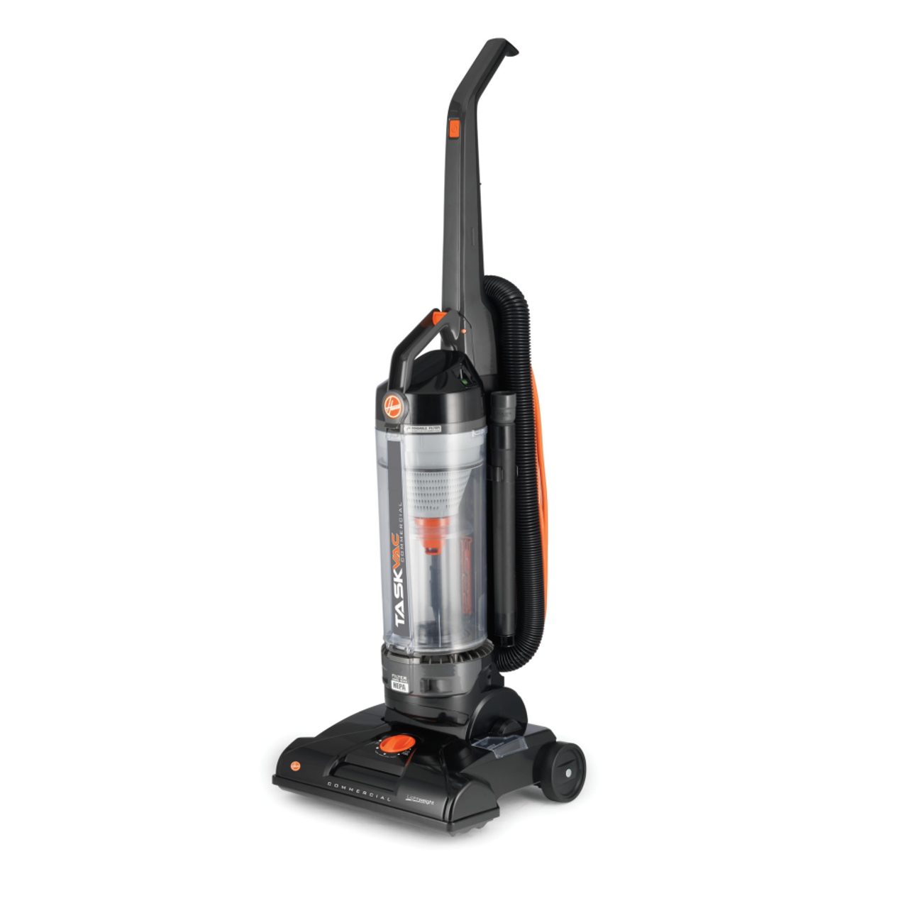 The clear front of the TaskVac Vacuum lets you easily see when the dirt cup is getting full.