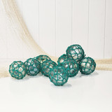  Set 5 x 2.5" Glass Float - Green Rope  #0101g