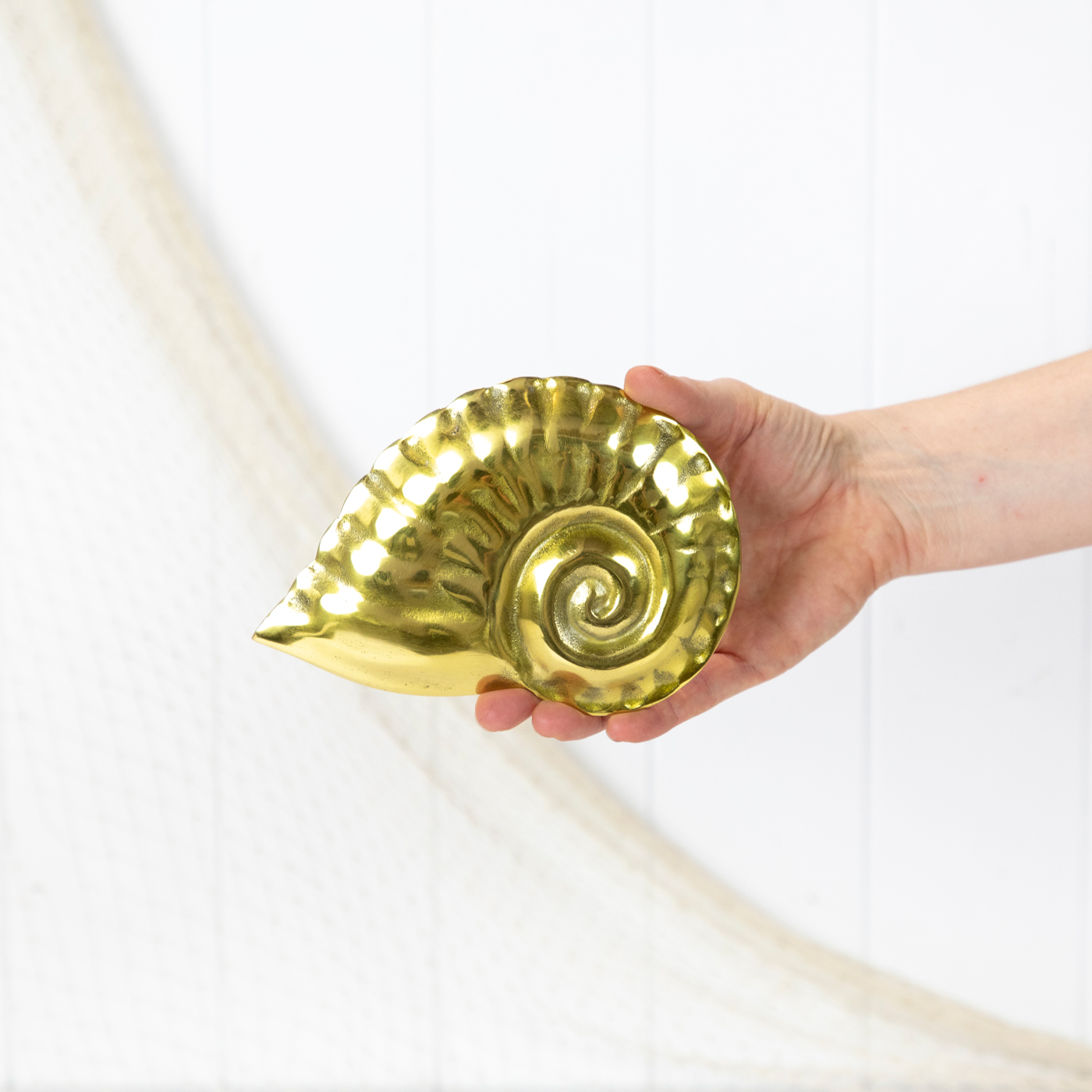 1980s Solid Brass Nautilus Shell