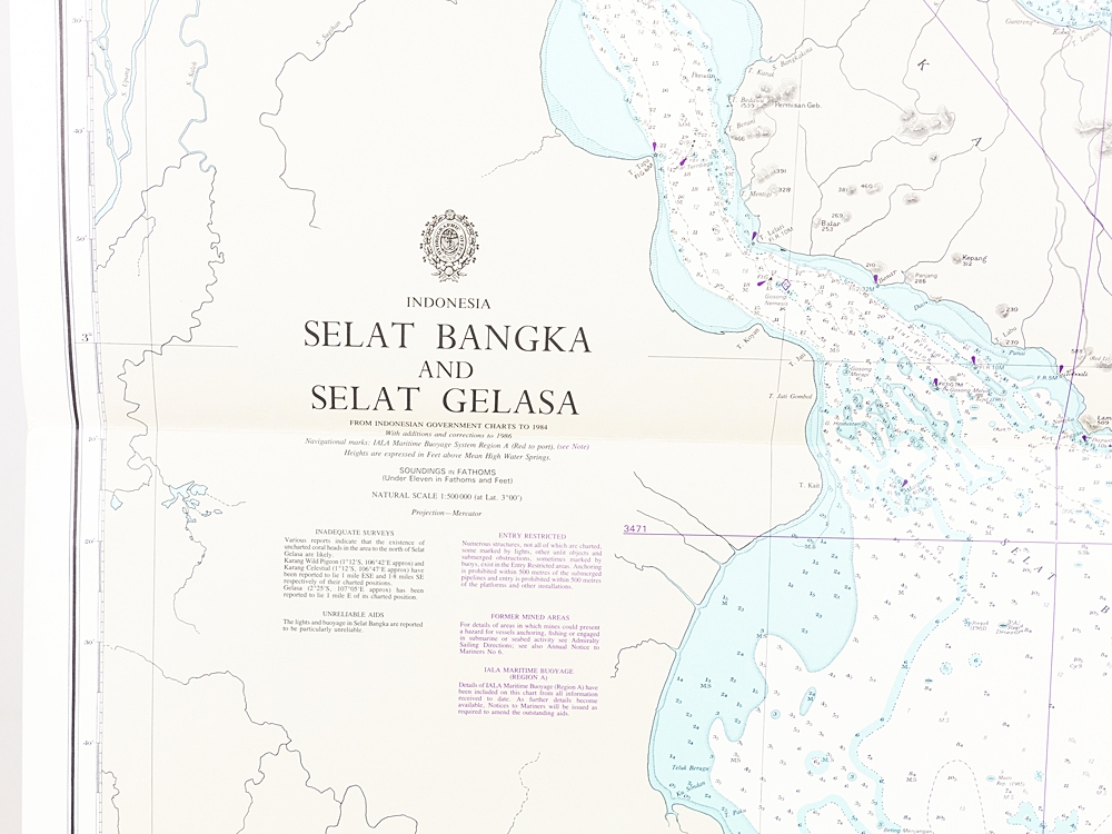 Indonesia - Selat Bangka and Selat Gelasa Chart/Map