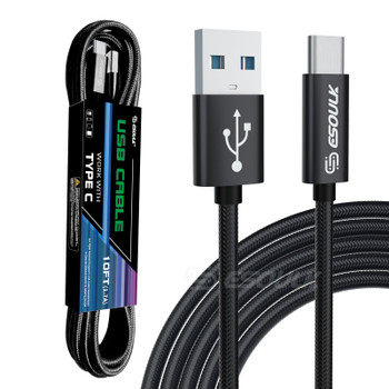 EC45L-TPC-BK: Esoulk 10FT USB Cable For Type-C 1.7A-Black