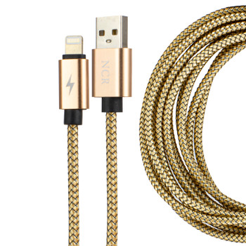 10FEETS NCR METAL ROPE USB CABLE - IOS - GOLD