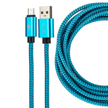 10FEETS NCR METAL ROPE USB CABLE - MICRO - BLUE