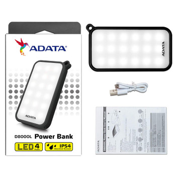 ADATA LED POWER BANK 8000 mAh(DUST & WATER RESISTANCE) - BLACK