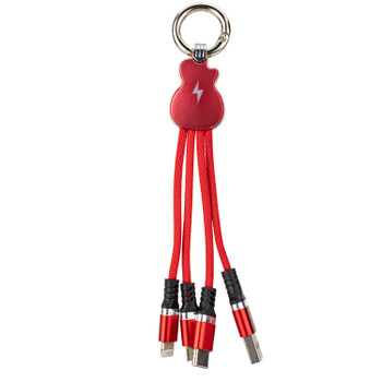 GUITAR STYLE - MULTI 3 IN 1 USB CHARGING CABLE - RED