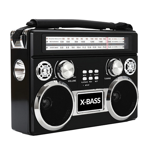 3 Band Radio with Bluetooth and Flashlight Black