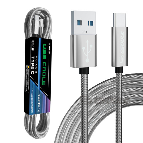 C45L-TPC-SV: Esoulk 10FT USB Cable For Type-C 1.7A-Silver