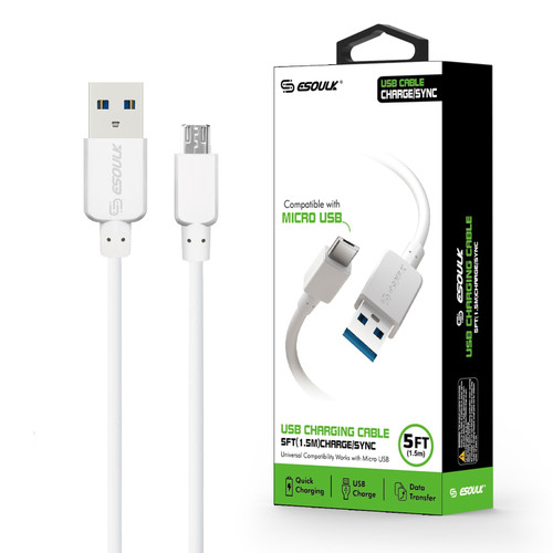 EC30P-MU-WH:Esoulk 5ft Faster Speed Charging Cable For Micro USB-White