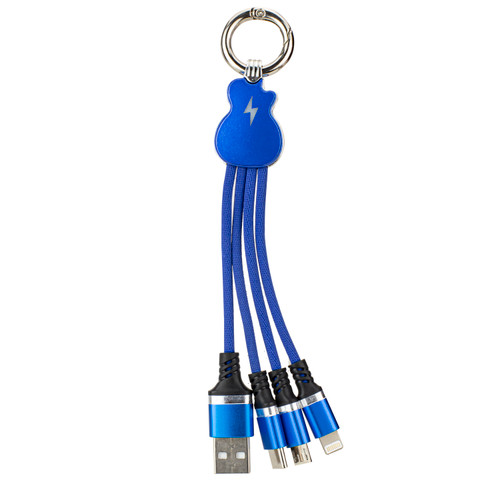 GUITAR STYLE - MULTI 3 IN 1 USB CHARGING CABLE - BLUE