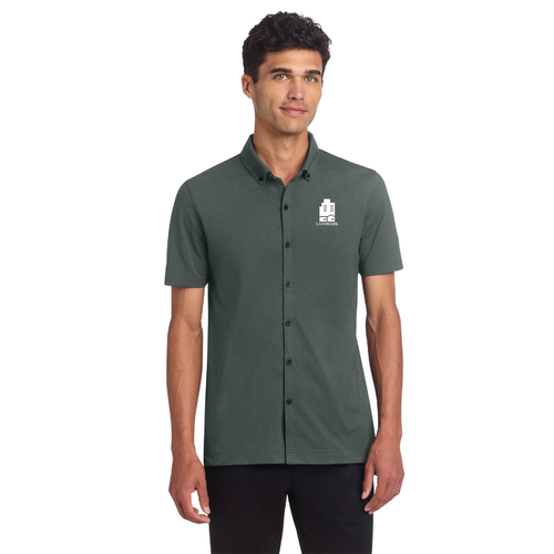 LM - Stretch Pique Full-Button Polo