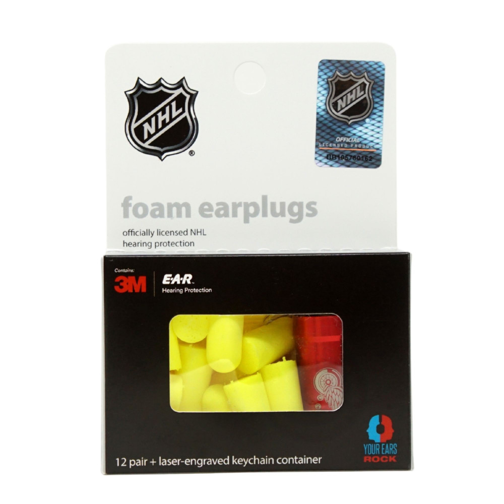 Officially Licensed Detroit Red Wings 12-pack Foam Earplugs with Aluminum Laser-Engraved Keychain Container by 3M™