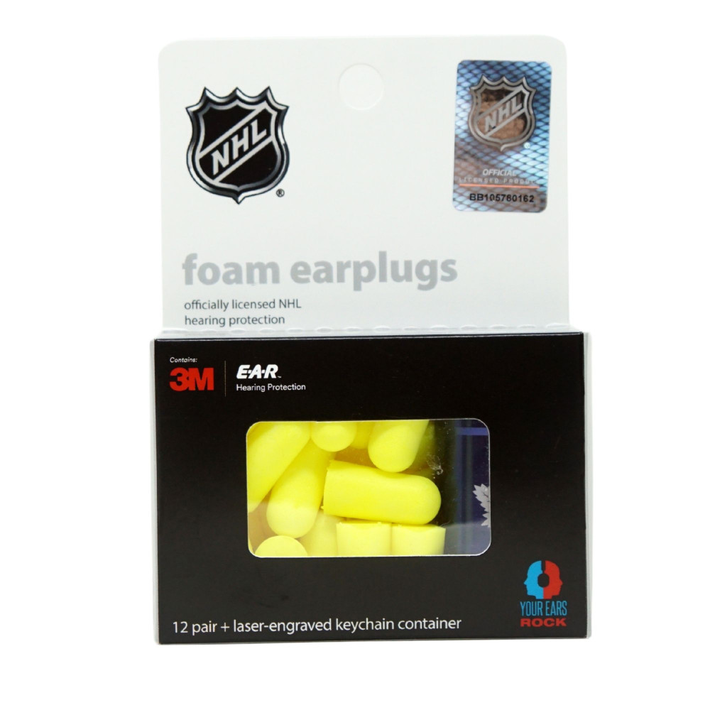 Officially Licensed Toronto Maple Leafs 12-pack Foam Earplugs with Aluminum Laser-Engraved Keychain Container by 3M™