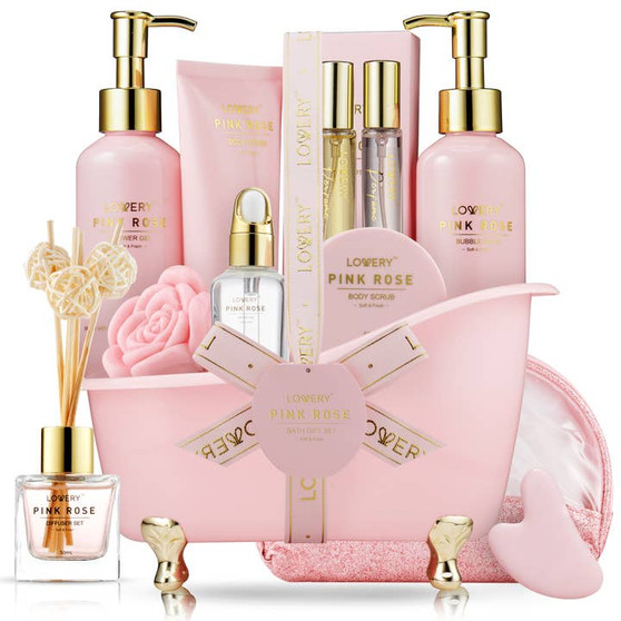 Luxurious Pink Rose Bath and Body Set