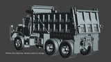 3D protoype of 1:50 scale Baratta Bros. Construction Co. Mack DM800 Tandem Axle Dump. Details subject to change.