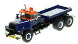 1:50 scale model of the Mack RD800 Tandem Axle Tractor with Ballast Tray - Orange/Blue over Black