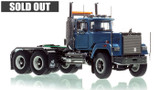 1:50 scale model of Mack Superliner Heavy Spec Tandem Axle Tractor - Metallic Light Blue