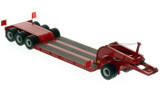 1:50 scale DHH Red 1960s Talbert 60-Ton Cableneck Lowbed with Single-Axle Dolly