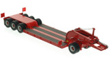 1:50 scale Viper Red 1960s Talbert 60-Ton Cableneck Lowbed with Single-Axle Dolly