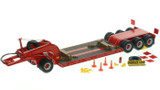 1:50 scale Viper Red 1960s Talbert 60-Ton Cableneck Lowbed with Single-Axle Dolly