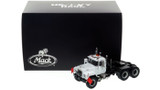 1:50 scale model of Mack R600 Tandem Axle Tractor - White over Black