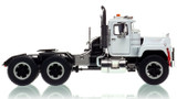 1:50 scale model of Mack R600 Tandem Axle Tractor - White over Black