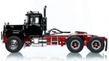 1:50 Scale Model of Mack R600 Tandem Axle Tractor - Black over DHH Red