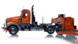 1:50 Scale Diecast Model of Mack Titan Tri-Axle with Fontaine 100-Ton 5-Axle Drop Side Rail Trailer - Orange 2010