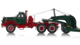 1:50 Scale Diecast Model of Green over Red Mack B-81 Tandem Axle Tractor with Green Talbert 60-Ton Lowbed Trailer