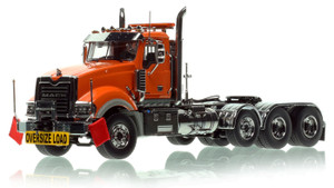 1:50 scale model of Mack Titan Tri-axle Tractor - Orange over Black