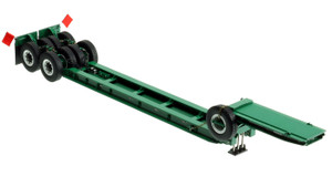1:50 scale model of 1950s Rogers 90 Ton Beam Trailer - Greene Const. Green 1:50 scale model of 1950s Rogers 90 Ton Beam Trailer - Greene Const. Green