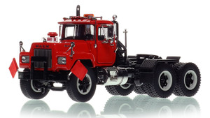 1:50 scale model of Mack R600 Tandem Axle Tractor - Viper Red over Black