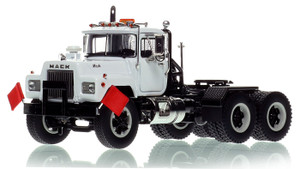 1:50 scale model of Mack R600 Tandem Axle Tractor - White over Black