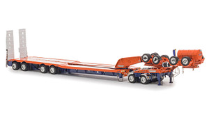 1:50 Scale Diecast Model of Drake Trailers 4x8 Swingwing Drop Deck Trailer + 2x8 Dolly - Orange/Blue AU