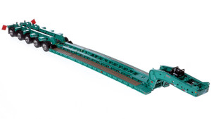 1:50 Scale Diecast Model of Fontaine Magnitude 80 - 100-Ton 5-Axle Drop Side Rail Trailer - Cardi Blue